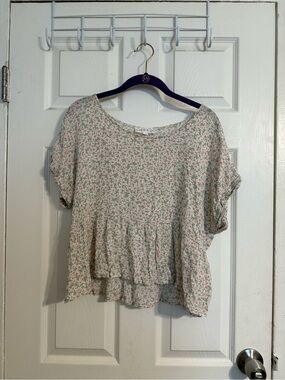 Hippie Rose Pink & Green Floral Peplum Top